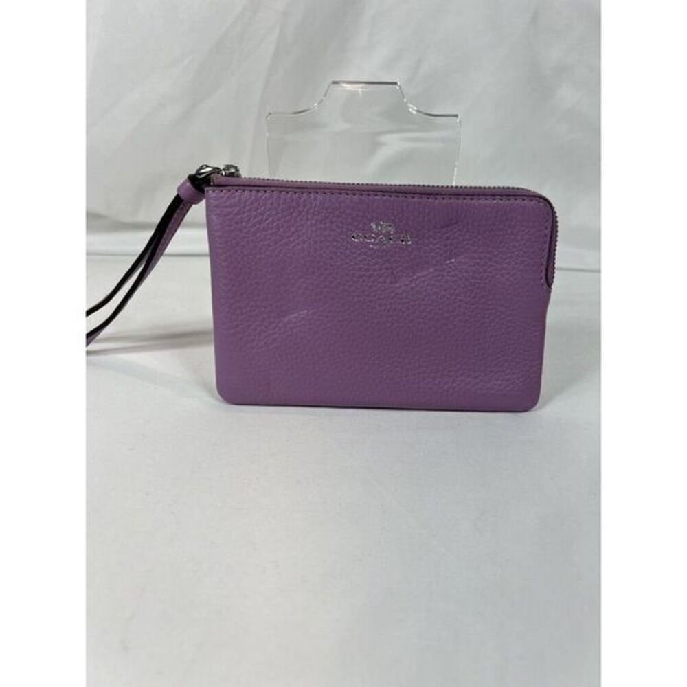 Coach Corner Zip Wristlet Crossgrain leather IM/lavender C7943